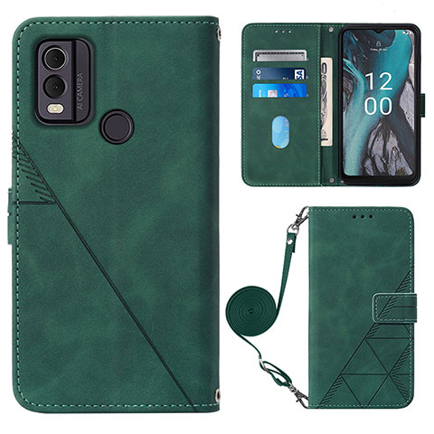 Custodia Portafoglio In Pelle Cover con Supporto YB1 per Nokia C22 Verde