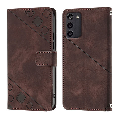 Custodia Portafoglio In Pelle Cover con Supporto YB1 per Nokia G100 Marrone