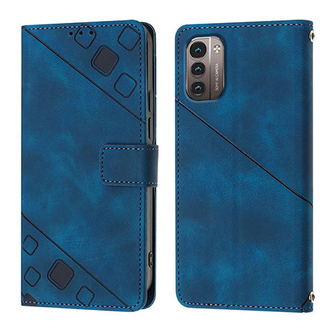 Custodia Portafoglio In Pelle Cover con Supporto YB1 per Nokia G11 Blu