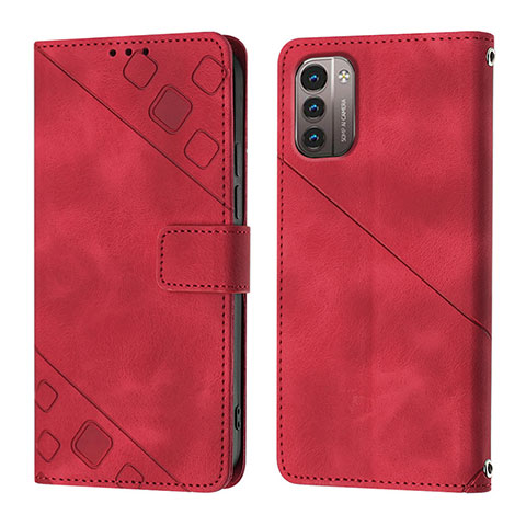 Custodia Portafoglio In Pelle Cover con Supporto YB1 per Nokia G11 Rosso