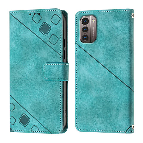 Custodia Portafoglio In Pelle Cover con Supporto YB1 per Nokia G11 Verde