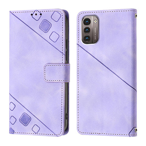 Custodia Portafoglio In Pelle Cover con Supporto YB1 per Nokia G11 Viola