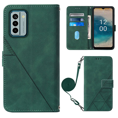 Custodia Portafoglio In Pelle Cover con Supporto YB1 per Nokia G22 Verde