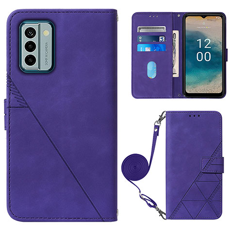 Custodia Portafoglio In Pelle Cover con Supporto YB1 per Nokia G22 Viola