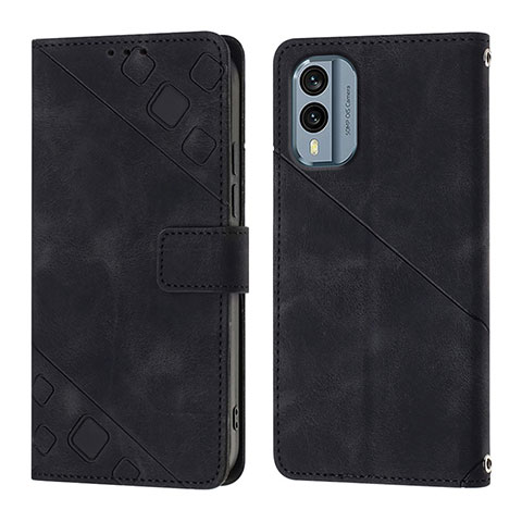 Custodia Portafoglio In Pelle Cover con Supporto YB1 per Nokia X30 5G Nero