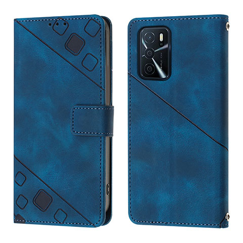 Custodia Portafoglio In Pelle Cover con Supporto YB1 per Oppo A16 Blu