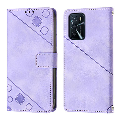 Custodia Portafoglio In Pelle Cover con Supporto YB1 per Oppo A16 Viola