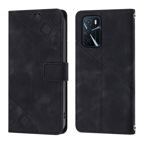 Custodia Portafoglio In Pelle Cover con Supporto YB1 per Oppo A16s Nero