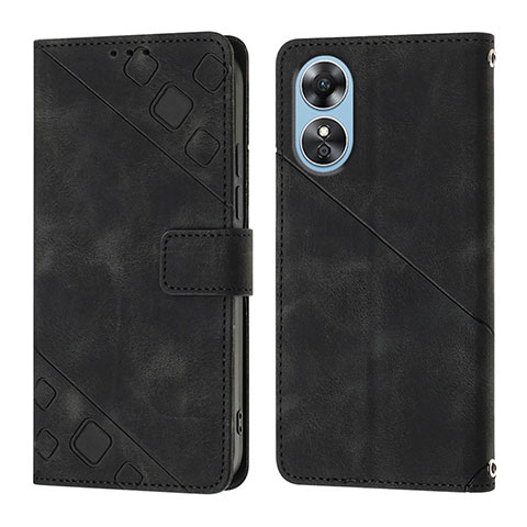 Custodia Portafoglio In Pelle Cover con Supporto YB1 per Oppo A17 Nero