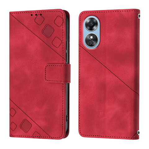 Custodia Portafoglio In Pelle Cover con Supporto YB1 per Oppo A17 Rosso