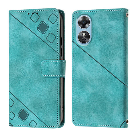 Custodia Portafoglio In Pelle Cover con Supporto YB1 per Oppo A17 Verde