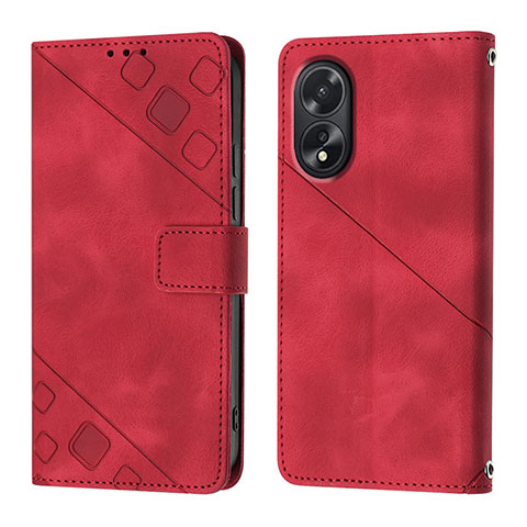 Custodia Portafoglio In Pelle Cover con Supporto YB1 per Oppo A18 Rosso