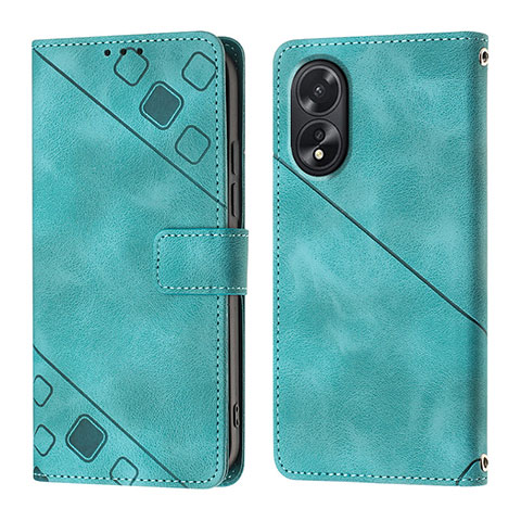 Custodia Portafoglio In Pelle Cover con Supporto YB1 per Oppo A18 Verde