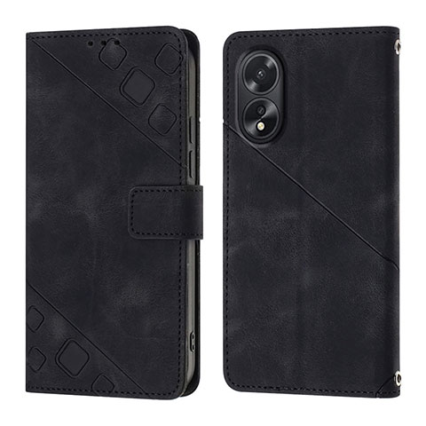 Custodia Portafoglio In Pelle Cover con Supporto YB1 per Oppo A58 4G Nero