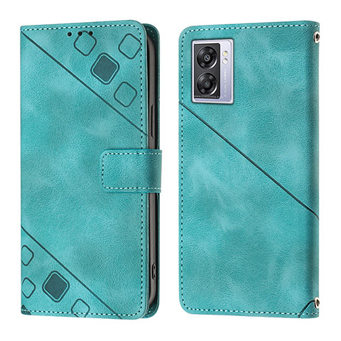 Custodia Portafoglio In Pelle Cover con Supporto YB1 per Oppo A77 5G Verde