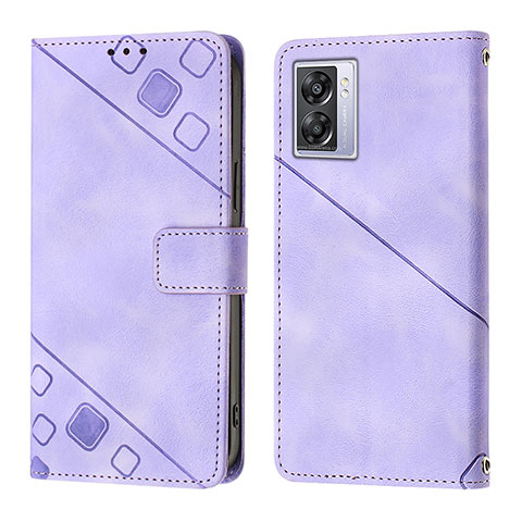 Custodia Portafoglio In Pelle Cover con Supporto YB1 per Oppo A77 5G Viola