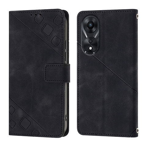 Custodia Portafoglio In Pelle Cover con Supporto YB1 per Oppo A78 5G Nero