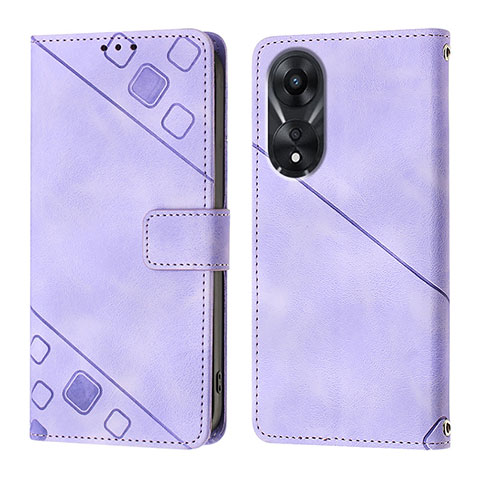 Custodia Portafoglio In Pelle Cover con Supporto YB1 per Oppo A78 5G Viola