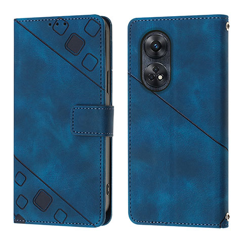 Custodia Portafoglio In Pelle Cover con Supporto YB1 per Oppo Reno8 T 4G Blu