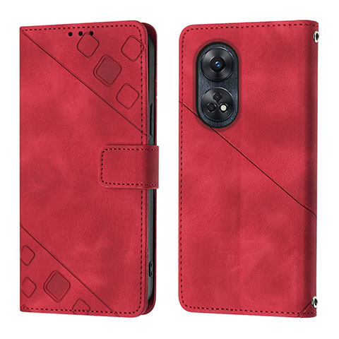 Custodia Portafoglio In Pelle Cover con Supporto YB1 per Oppo Reno8 T 4G Rosso