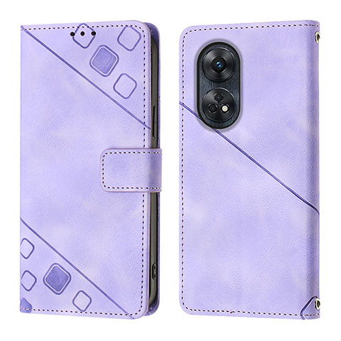 Custodia Portafoglio In Pelle Cover con Supporto YB1 per Oppo Reno8 T 4G Viola