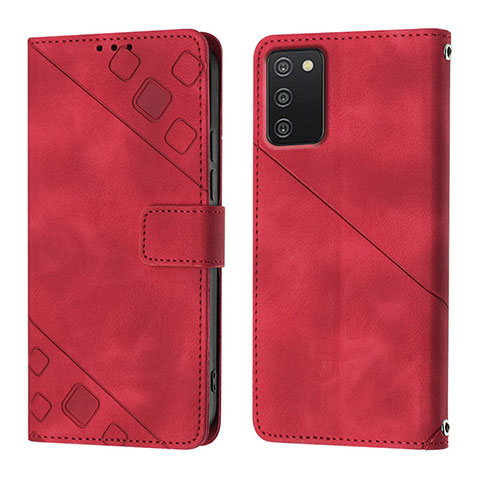 Custodia Portafoglio In Pelle Cover con Supporto YB1 per Samsung Galaxy A02s Rosso