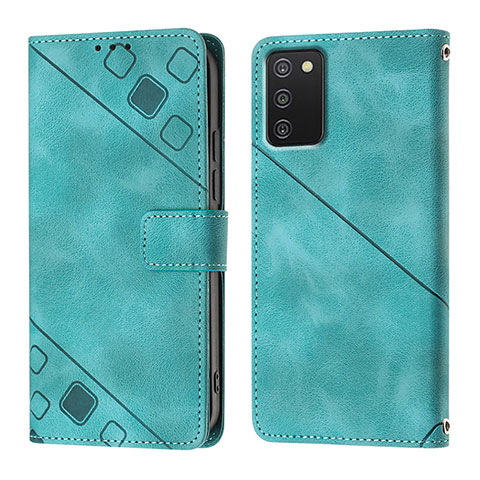 Custodia Portafoglio In Pelle Cover con Supporto YB1 per Samsung Galaxy A02s Verde