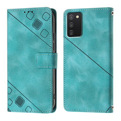 Custodia Portafoglio In Pelle Cover con Supporto YB1 per Samsung Galaxy A03s Verde