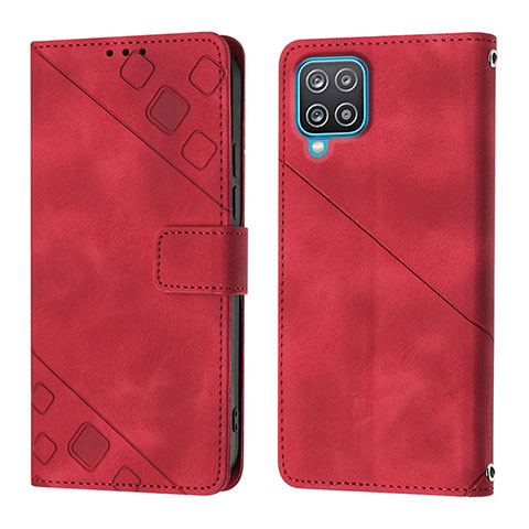 Custodia Portafoglio In Pelle Cover con Supporto YB1 per Samsung Galaxy A12 5G Rosso