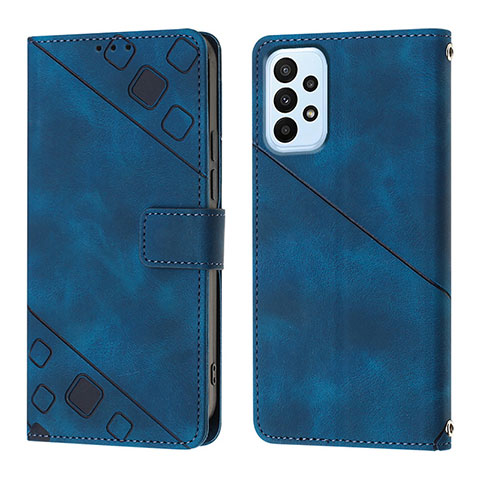 Custodia Portafoglio In Pelle Cover con Supporto YB1 per Samsung Galaxy A13 4G Blu