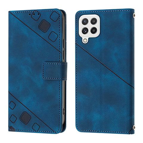 Custodia Portafoglio In Pelle Cover con Supporto YB1 per Samsung Galaxy A22 4G Blu