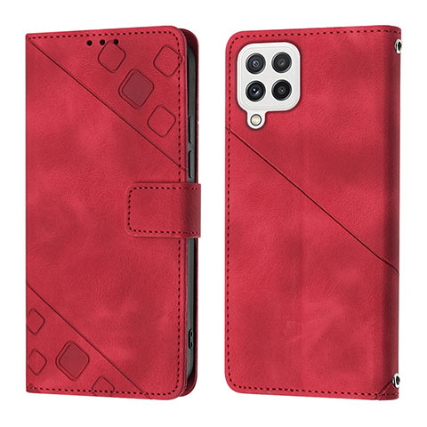 Custodia Portafoglio In Pelle Cover con Supporto YB1 per Samsung Galaxy A22 4G Rosso