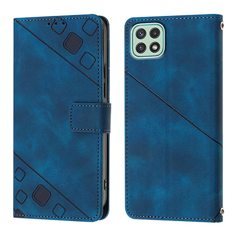 Custodia Portafoglio In Pelle Cover con Supporto YB1 per Samsung Galaxy A22 5G Blu