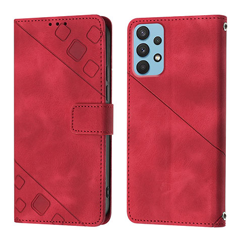 Custodia Portafoglio In Pelle Cover con Supporto YB1 per Samsung Galaxy A32 4G Rosso