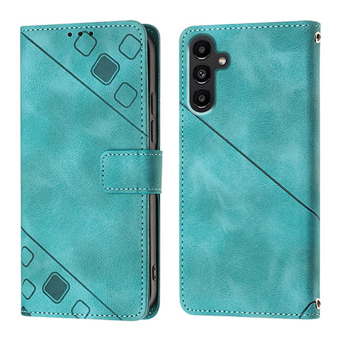 Custodia Portafoglio In Pelle Cover con Supporto YB1 per Samsung Galaxy Jump3 5G Verde