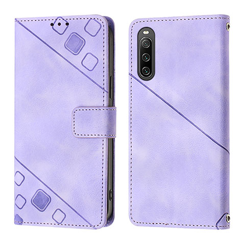 Custodia Portafoglio In Pelle Cover con Supporto YB1 per Sony Xperia 10 IV Viola