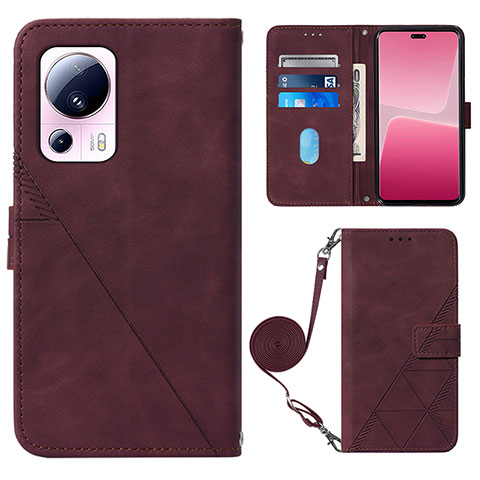 Custodia Portafoglio In Pelle Cover con Supporto YB1 per Xiaomi Civi 2 5G Rosso