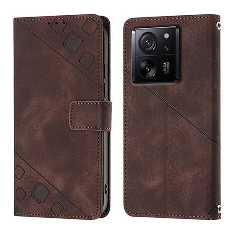 Custodia Portafoglio In Pelle Cover con Supporto YB1 per Xiaomi Mi 13T 5G Marrone