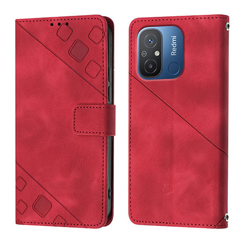 Custodia Portafoglio In Pelle Cover con Supporto YB1 per Xiaomi Poco C55 Rosso