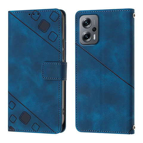 Custodia Portafoglio In Pelle Cover con Supporto YB1 per Xiaomi Poco X4 GT 5G Blu