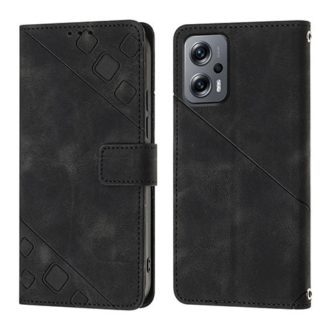 Custodia Portafoglio In Pelle Cover con Supporto YB1 per Xiaomi Poco X4 GT 5G Nero