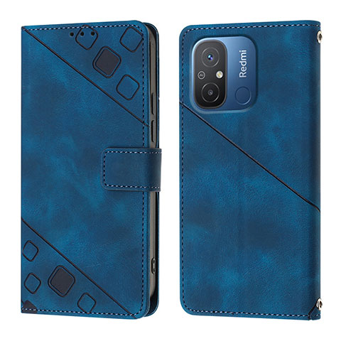 Custodia Portafoglio In Pelle Cover con Supporto YB1 per Xiaomi Redmi 12C 4G Blu