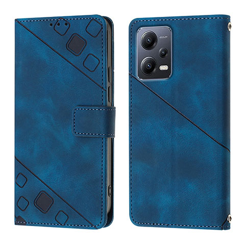 Custodia Portafoglio In Pelle Cover con Supporto YB1 per Xiaomi Redmi Note 12 5G Blu