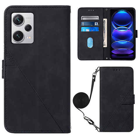 Custodia Portafoglio In Pelle Cover con Supporto YB1 per Xiaomi Redmi Note 12 Explorer Nero