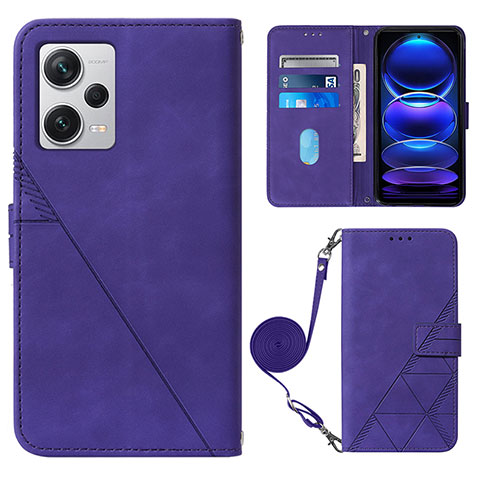 Custodia Portafoglio In Pelle Cover con Supporto YB1 per Xiaomi Redmi Note 12 Explorer Viola