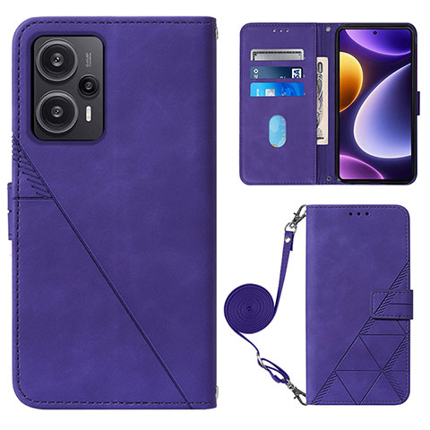 Custodia Portafoglio In Pelle Cover con Supporto YB1 per Xiaomi Redmi Note 12 Turbo 5G Viola