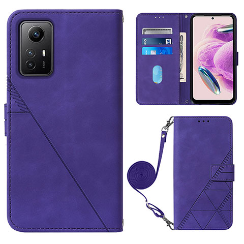 Custodia Portafoglio In Pelle Cover con Supporto YB1 per Xiaomi Redmi Note 12S Viola