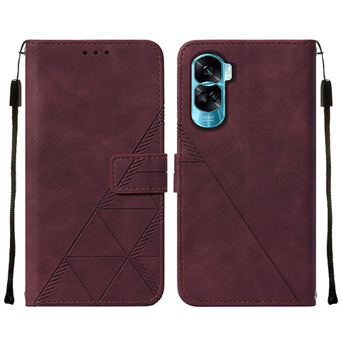 Custodia Portafoglio In Pelle Cover con Supporto YB2 per Huawei Honor 90 Lite 5G Rosso