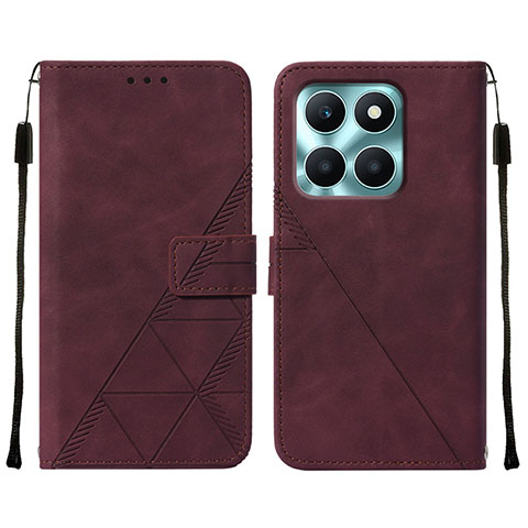 Custodia Portafoglio In Pelle Cover con Supporto YB2 per Huawei Honor X6a Rosso