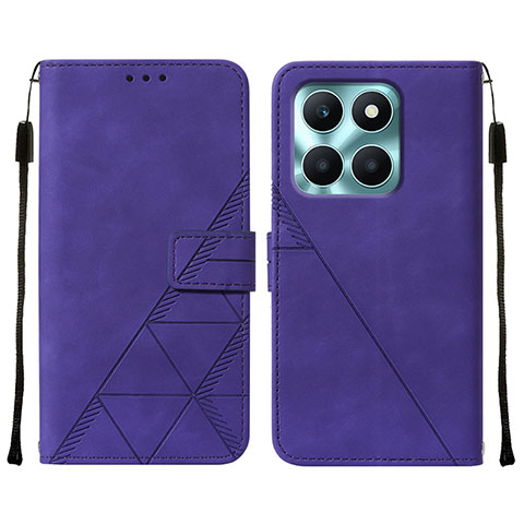 Custodia Portafoglio In Pelle Cover con Supporto YB2 per Huawei Honor X6a Viola